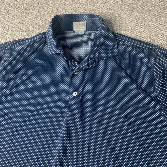 Fennec Mens Polo Shirt Size Large Blue Embroidered Short Sleeves Golf Pullover - Picture 2 of 11